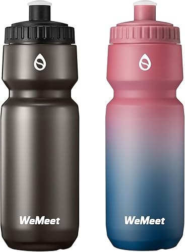 Botella de agua para bicicleta de montaña, paquete de 2 botellas deportivas con escala de capacidad, a prueba de fugas, sin BPA, para ciclismo,