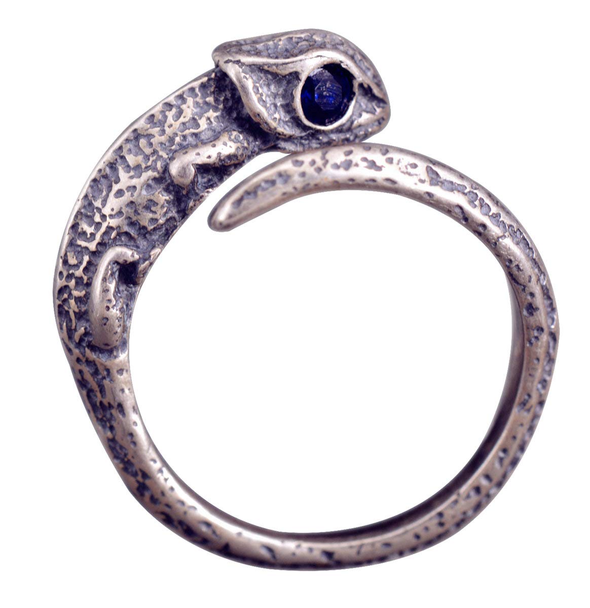 NicoWerk Anillo de plata de ley 925 para mujer, diseño camaleón, estilo vintage, color natural, ennegrecido, ajustable, abierto SRI392, Plata de ley, Sin piedras preciosas