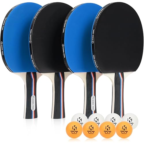 Ping Pong Paddles Set of 4 Premium Table Tennis Rackets 3-Star Ping Pong Balls(8) with Ping Pong Paddle Case Professional Table Tennis Paddles Set for Indoor & Outdoor Games