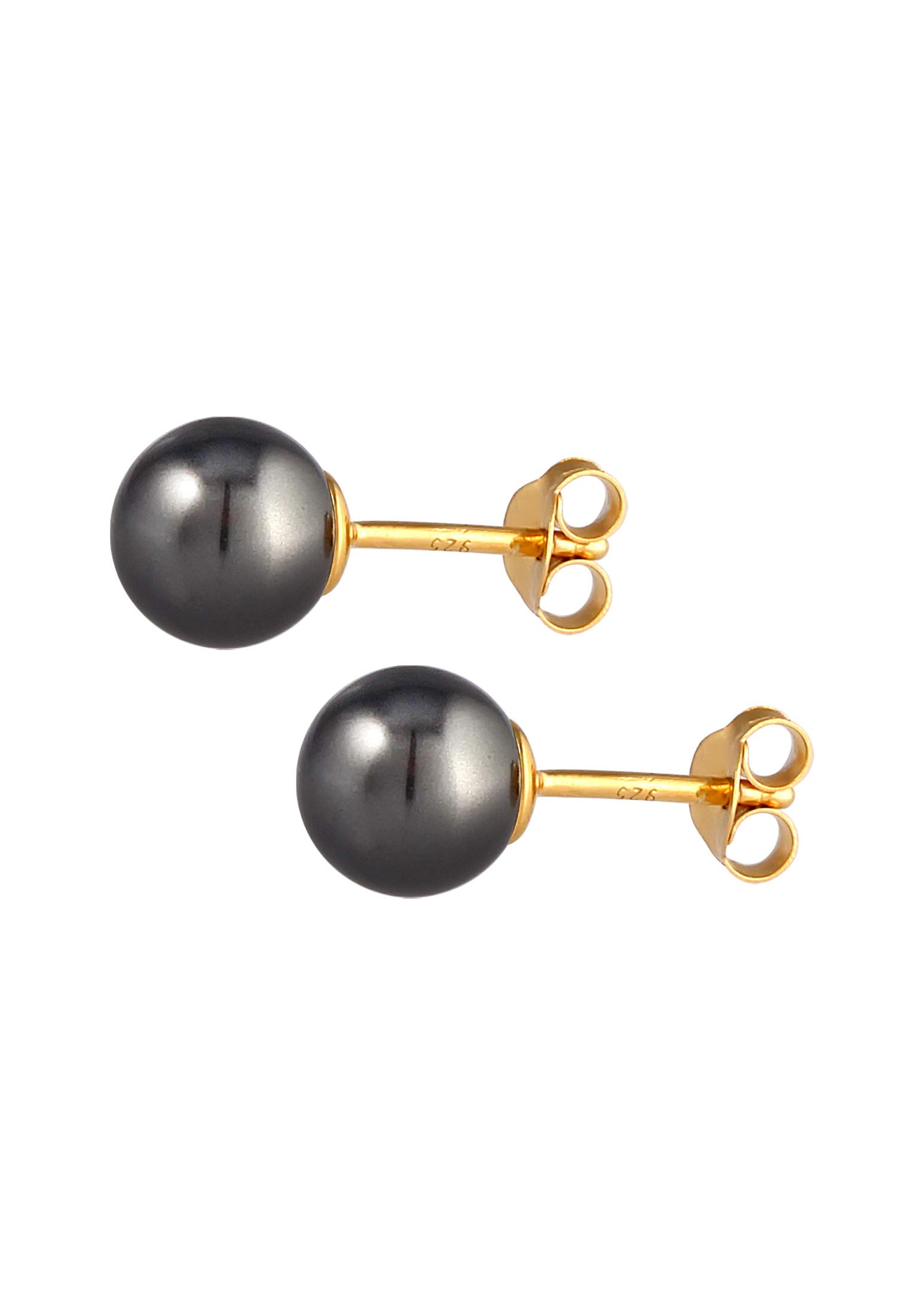 Nenalina Ohrstecker 925 Silber Damen Ohrringe gold mit Glas Perlen (8 mm)