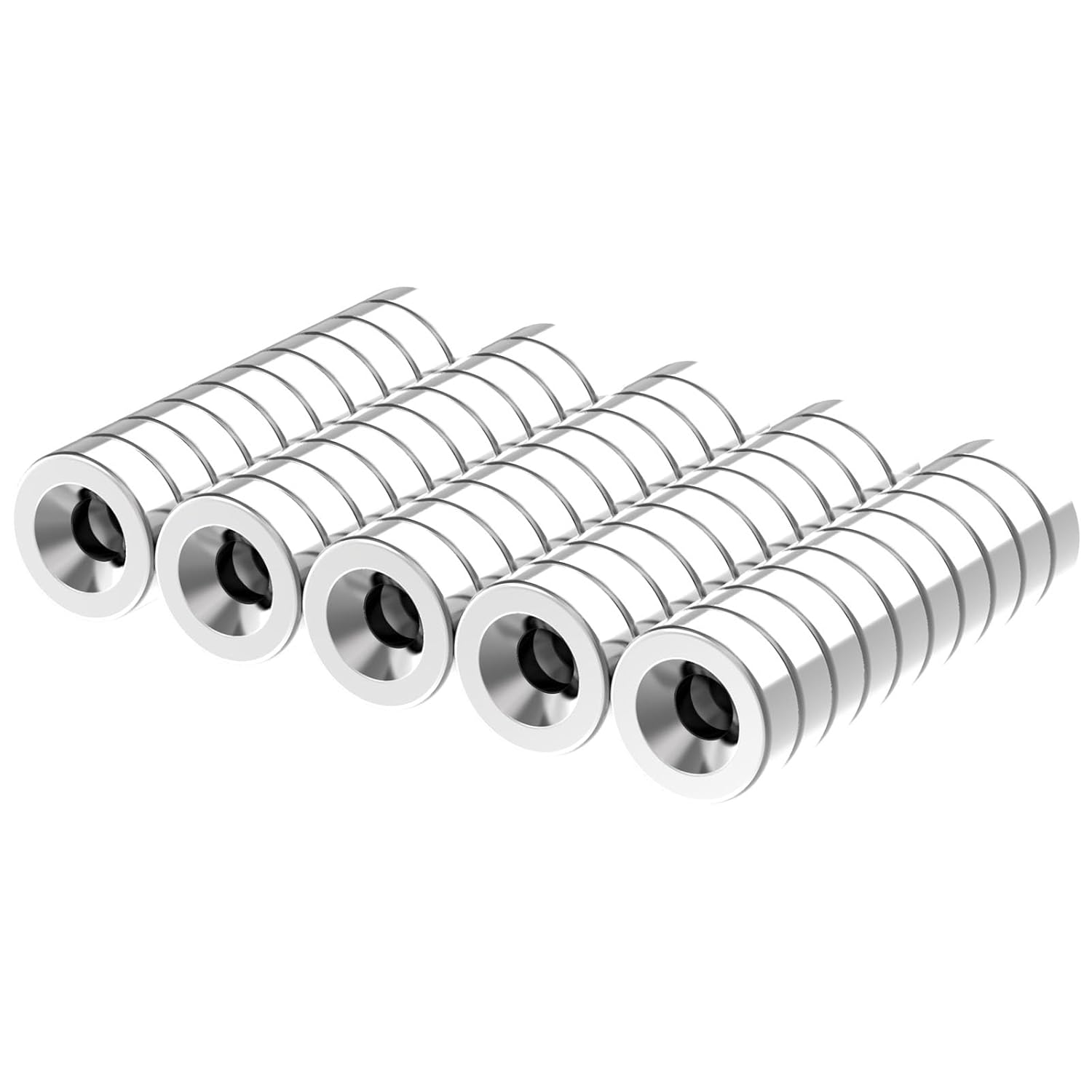N52-3/8 D x 1/8" H - 50 Pack with #4 Countersunk Hole Ring Magnet, Powerful Small Rare Earth Magnets, Strong Neodymium Disc Magnets for DIY, Building, Scientific, Craft Magnet
