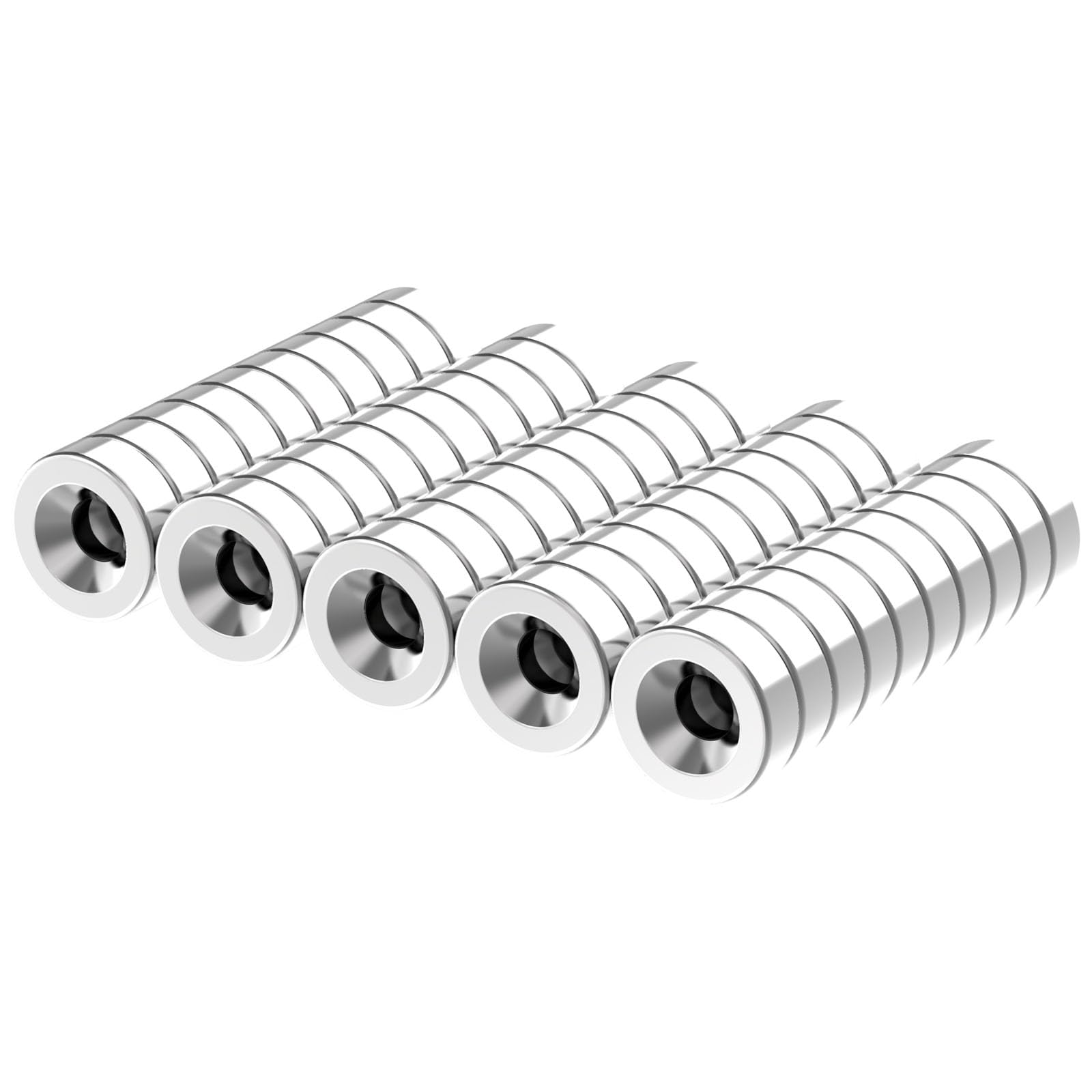 AplysiaTech N52-3/8 D x 1/8" H - 50 Pack with #4 Countersunk Hole Ring Magnet, Powerful Small Rare Earth Magnets, Strong Neodymium Disc Magnets for