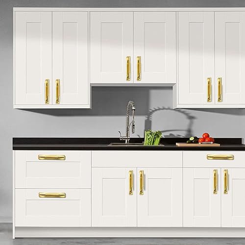 Miniatura 6 de Paquete de 2 manijas de gabinete moleteadas de barril dorado autoadhesivas de 5 pulgadas de 5.039 in con placa base, tiradores de gabinete de