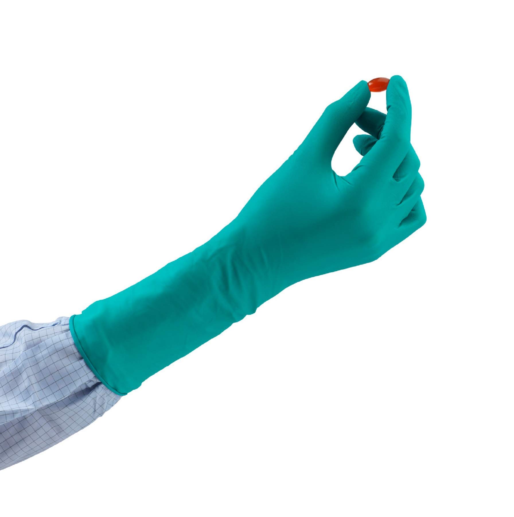 TouchNTuff 93-700 Nitrile Gloves 6 3mil with Beaded Cuff Textured Fingers - Medium Green Case — view 4