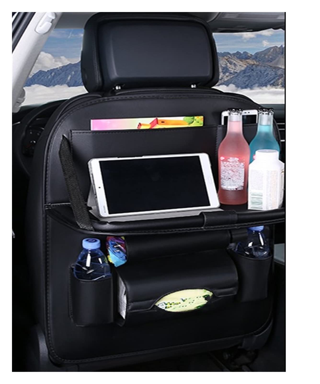 Consola Central Guantera Accesorios Organizador Asiento Trasero Bolsa Almacenamiento con Bandeja Mesa Plegable Soporte para Tableta Caja Pañuelos Protector Bolsa Asiento Trasero (Color : 4)