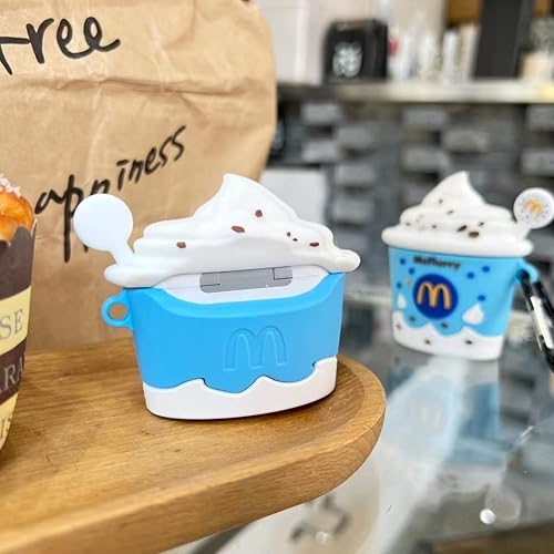 Funda para AirPod Pro 2, bonita y divertida taza de helado Kawaii a la moda para AirPods Pro de 2ª generación 2022 lanzado en 2022 (azul) Azul,Rosado