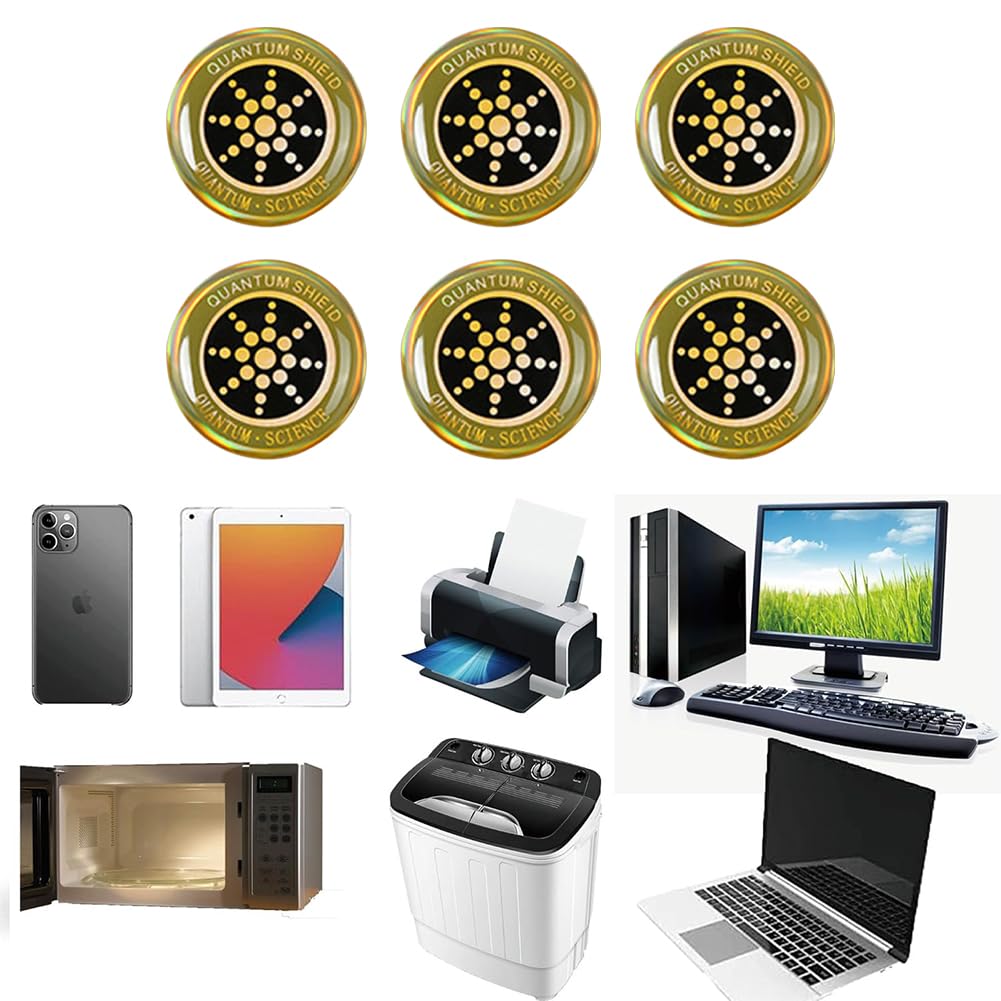 KARELLS Strahlenschutz Handy Aufkleber,6 Stück Anti-Strahlungs-Aufkleber,Anti-Strahlenschutz-Aufkleber,für Mobile Smartphones,Elektronische Produkte,Tablet,Laptop,WiFi,Computer,Radio,TV(Gold)