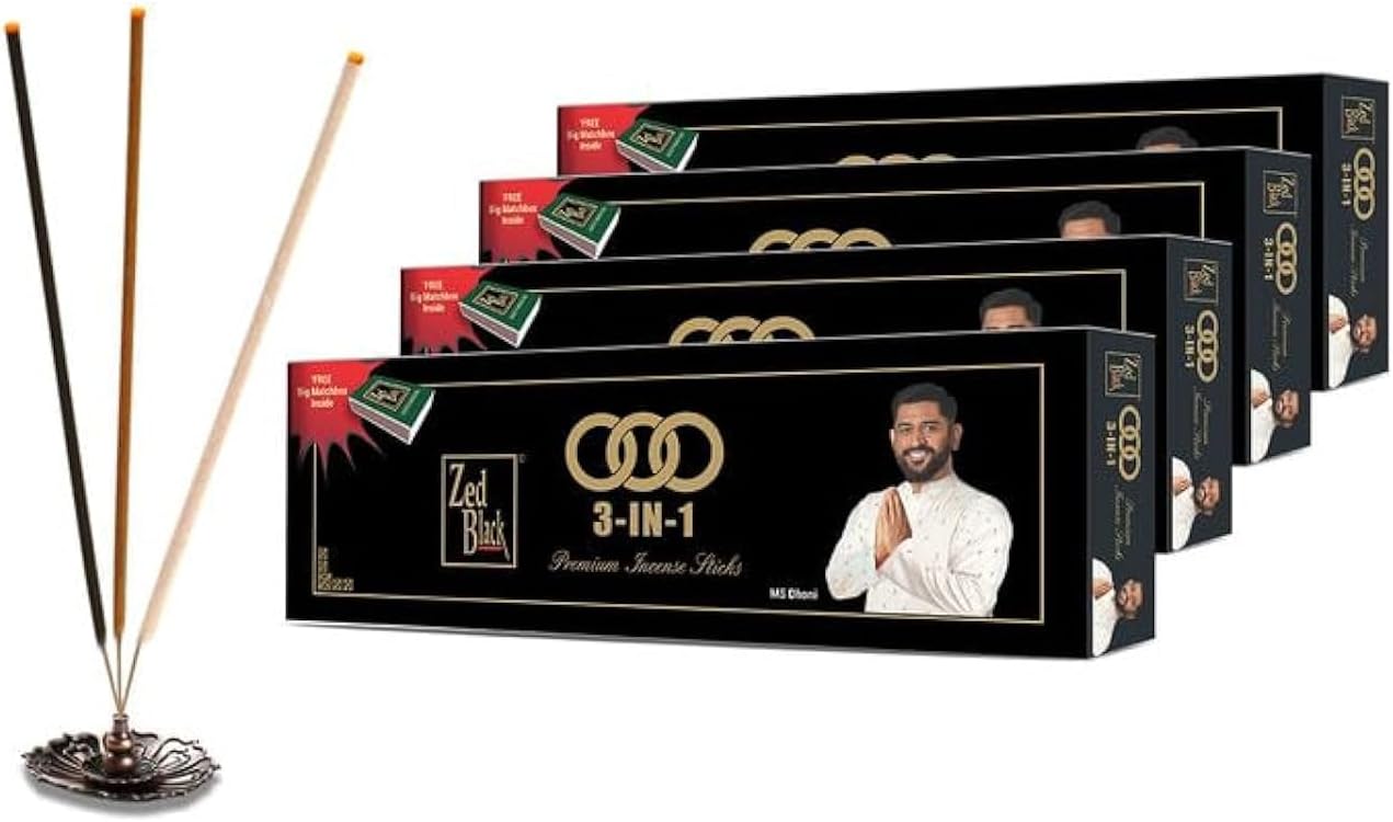 Zed Black 3 in 1 Monthly Pack Incense Sticks - Aroma Sticks (Pack of 4)