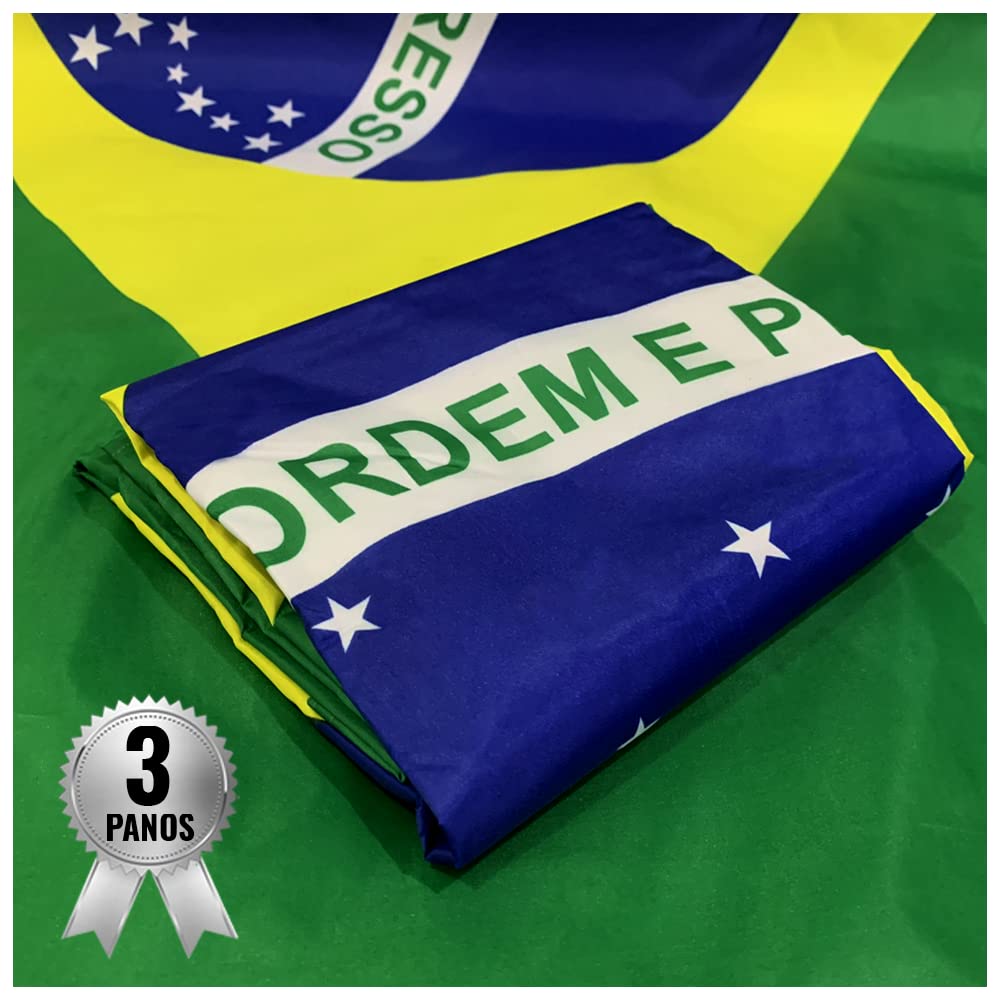 Bandeira do Brasil Dupla Face com 3 Panos e com Ilhós para Mastro