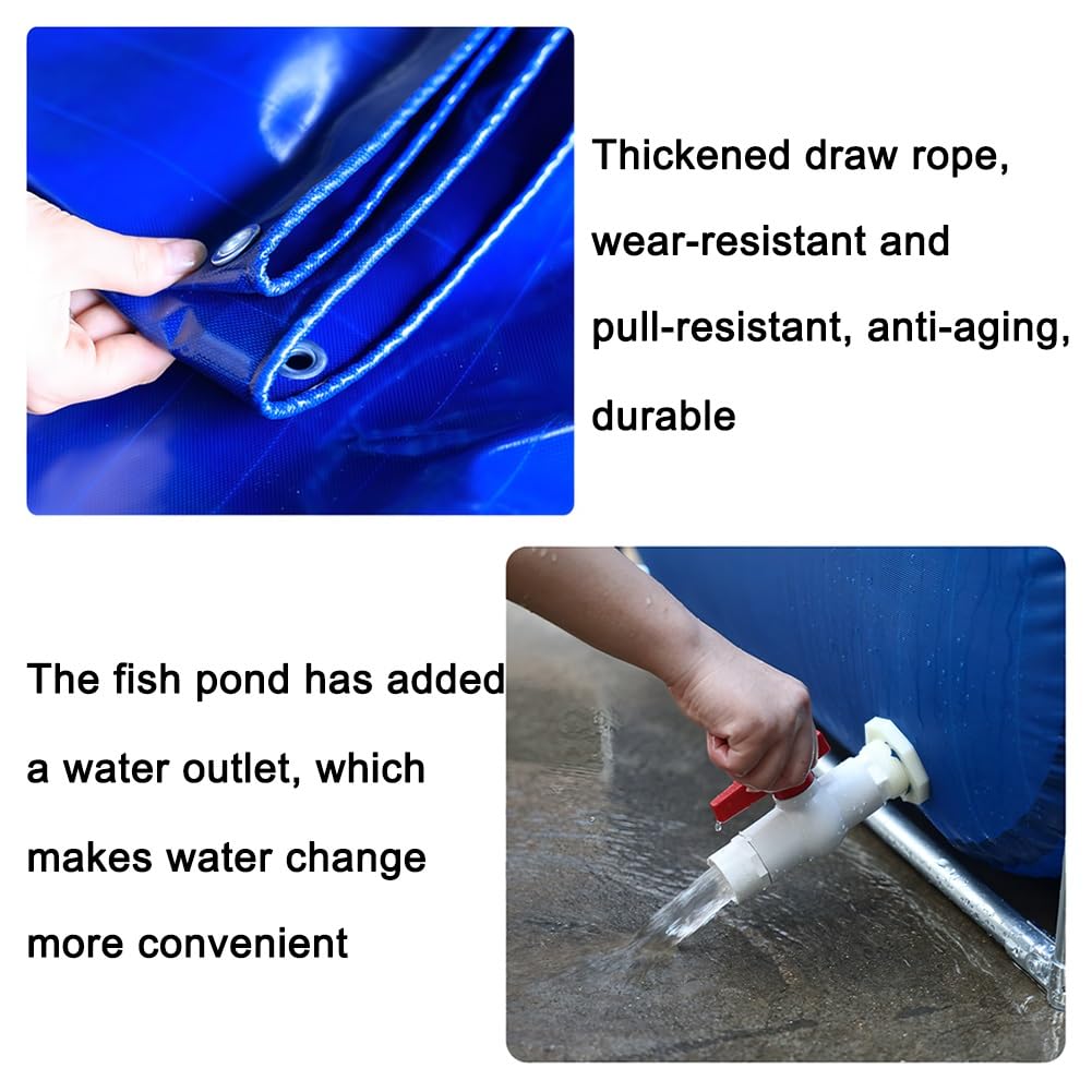 Generico Laghetto per Pesci da Esterno Resistente e di Grande capacità con valvola di Scarico - Acquario Portatile per Koi, Facile da Montare, Ideale per acquariologia in Giardino e nel Cortile.