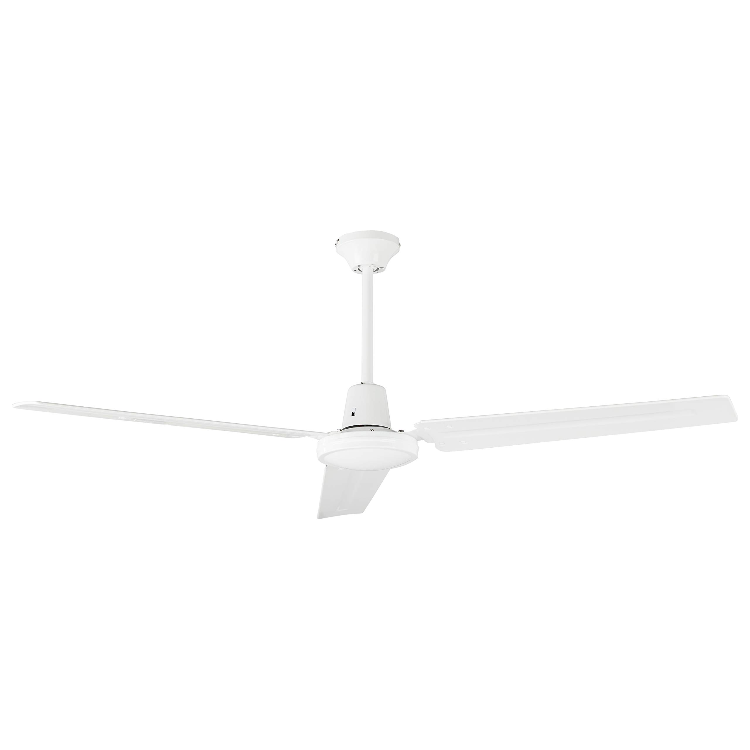 Photo 1 of Amazon Basics 56-Inch Industrial Style Ceiling Fan - Includes Wall Control - Three Steel Blades, White Finish