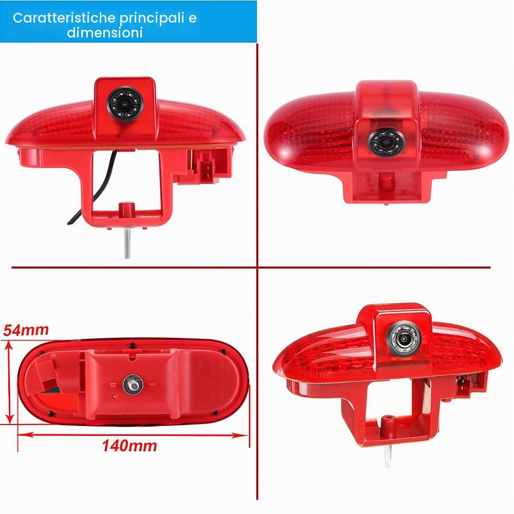 HD Auto Alta Lampada Freno luce Vista posteriore Telecamera posteriore Cámaras de marcha atrás LED Compatibile con Opel Vivaro/Combo/Renault Master/Traffico/Fiat Scudo/Talento/Movano/Nissan/Primastar