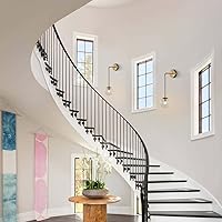 Vista 7 de BOKT Juego de 2 apliques de pared modernos de mediados de siglo con forma de globo de latón cepillado dorado juego de 2 lámparas de pared de bola