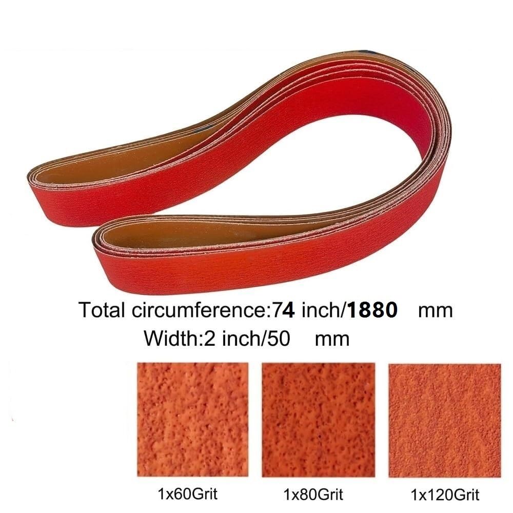 Metal Grinding Ceramic Sanding Belts Kit 60 80 120 Grits | Ceramic Sharpening Sander Belts for Metal Grinding(2x72 inches)