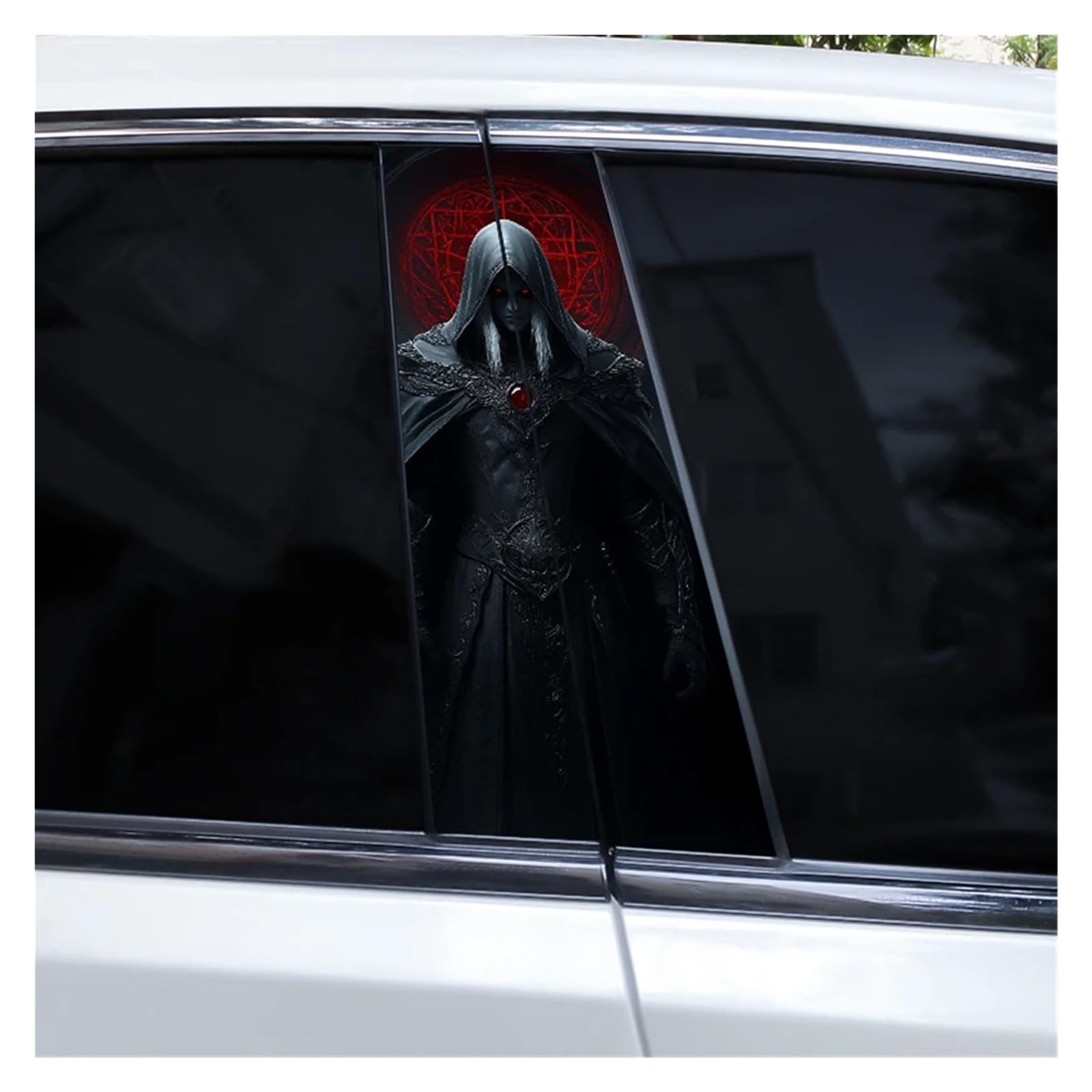 Car Side Decals 2pcs Knight Warrior Skull Car B Pillar Sticker DIY Door Modeling Center Column Decal(Style N)