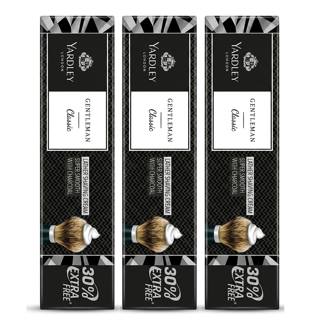 Yardley London Gentleman Classic Super Smooth Lather Shaving Cream with Charcoal | Rich Creamy Lather for Smooth & Comfortable Shave | Refreshing Fragrance | Men's Shaving Cream | 78g Each (Pack of 3)-image-34