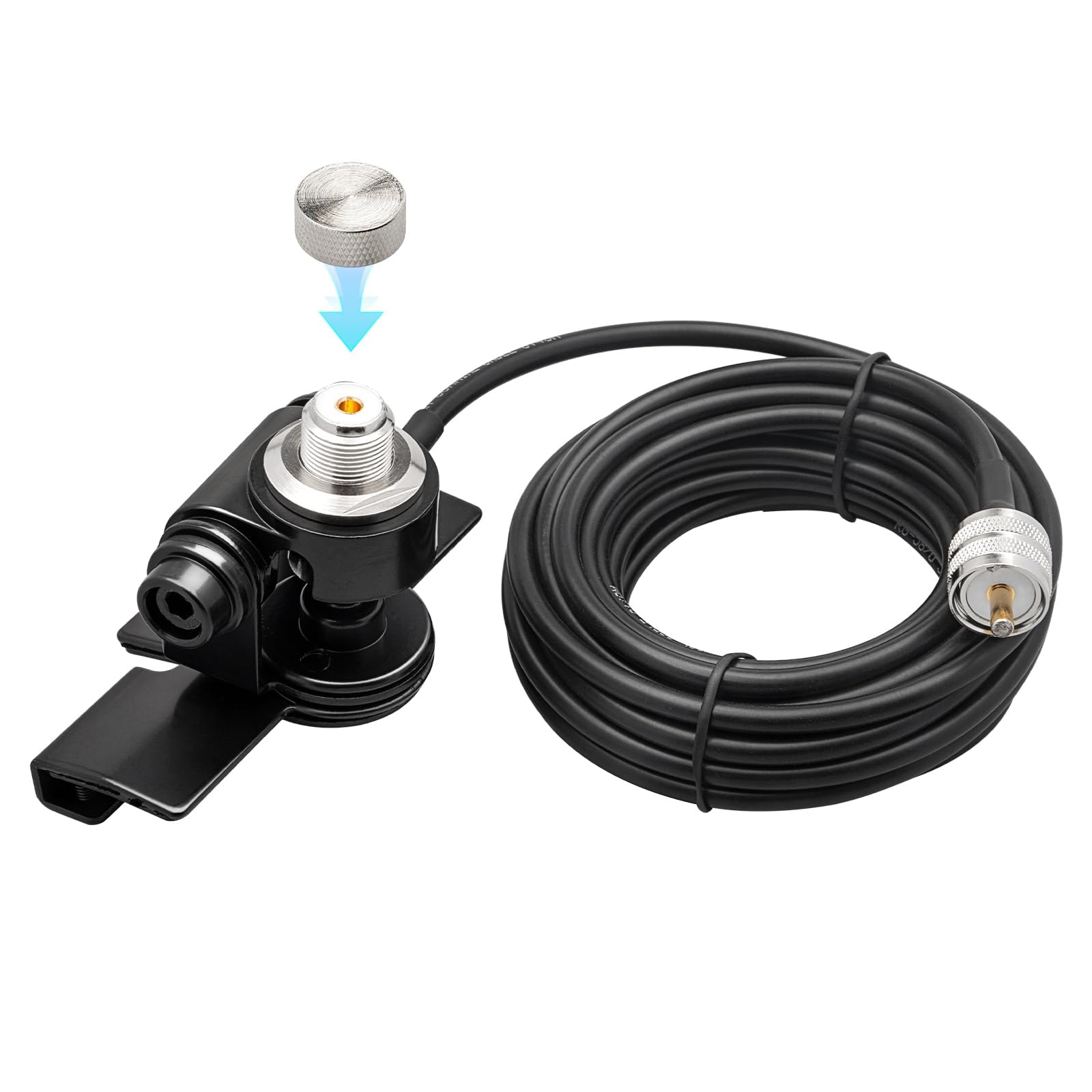Anina Car Antenna Lip Mount Bracket Fix Bracket Mounting UHF PL259 Male to SO239 Female RG58 Cable for Extension Cable for Mobile Radio/Ham Radio/Two Way Radio