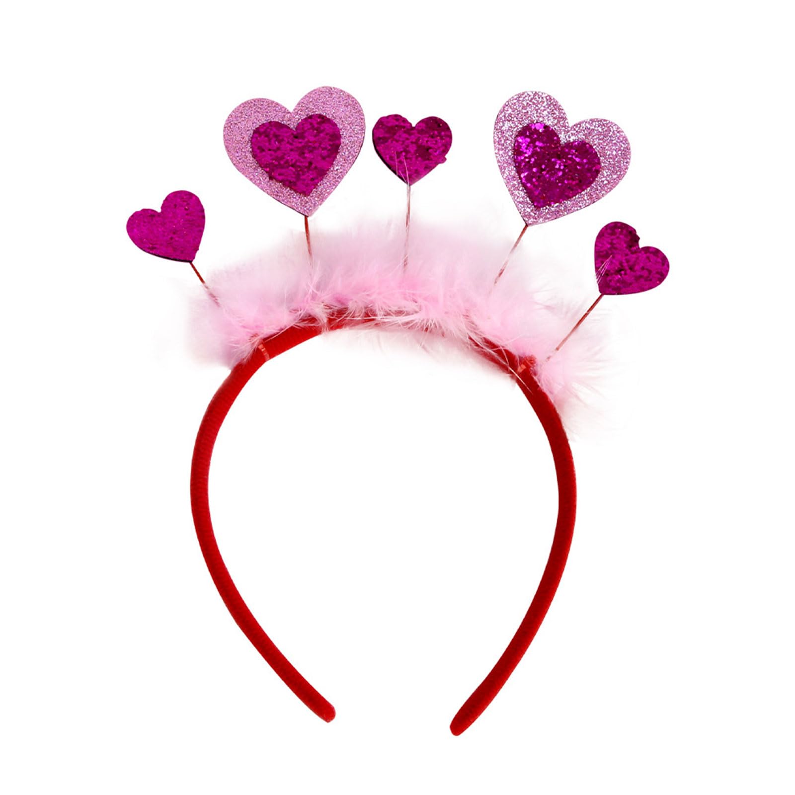 Yhplxyuus Valentine ' s Day Headband Boppers Giltter Heart Headhoop Wedding Party Props Festival Hairband Cosplay Costume Headwear Valentine ' s Day Headband