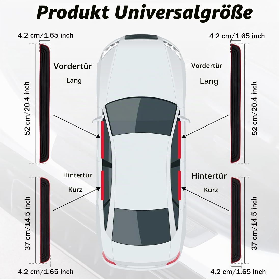 4 Stück Einstiegsleisten Auto,Auto Einstiegsleisten Schutz,schwellenschutz Auto,Einstiegsleistenabdeckung aus weichem PVC-Gummi für vordere/hintere Türen (Schwarz Rot)