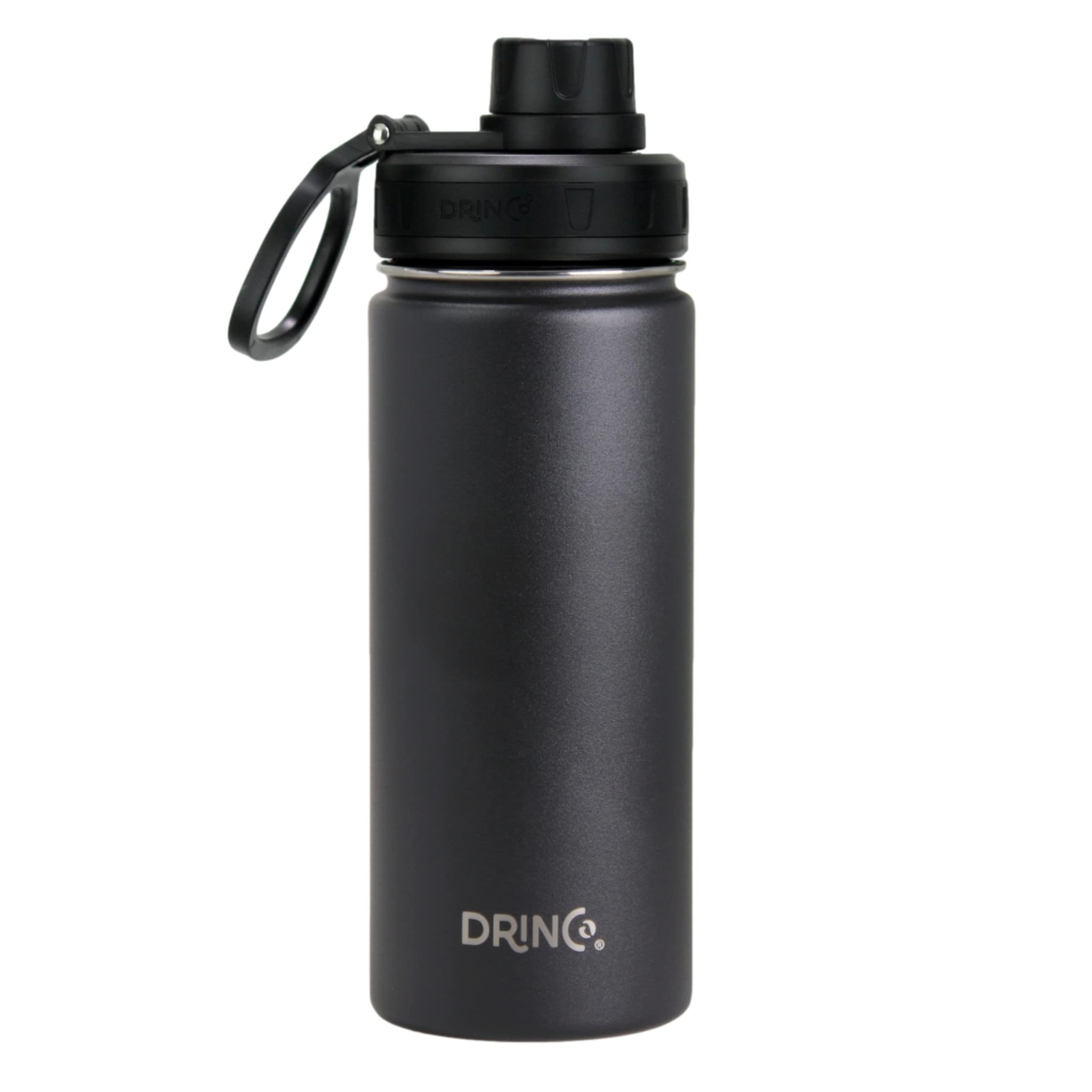 DRINCO Stainless Steel Water Bottle Spout Lid Vacuum Insulated Double Wall Water Bottle Wide Mouth (40oz 32oz 22oz 18oz 14oz) Leak Proof Keeps Cold or