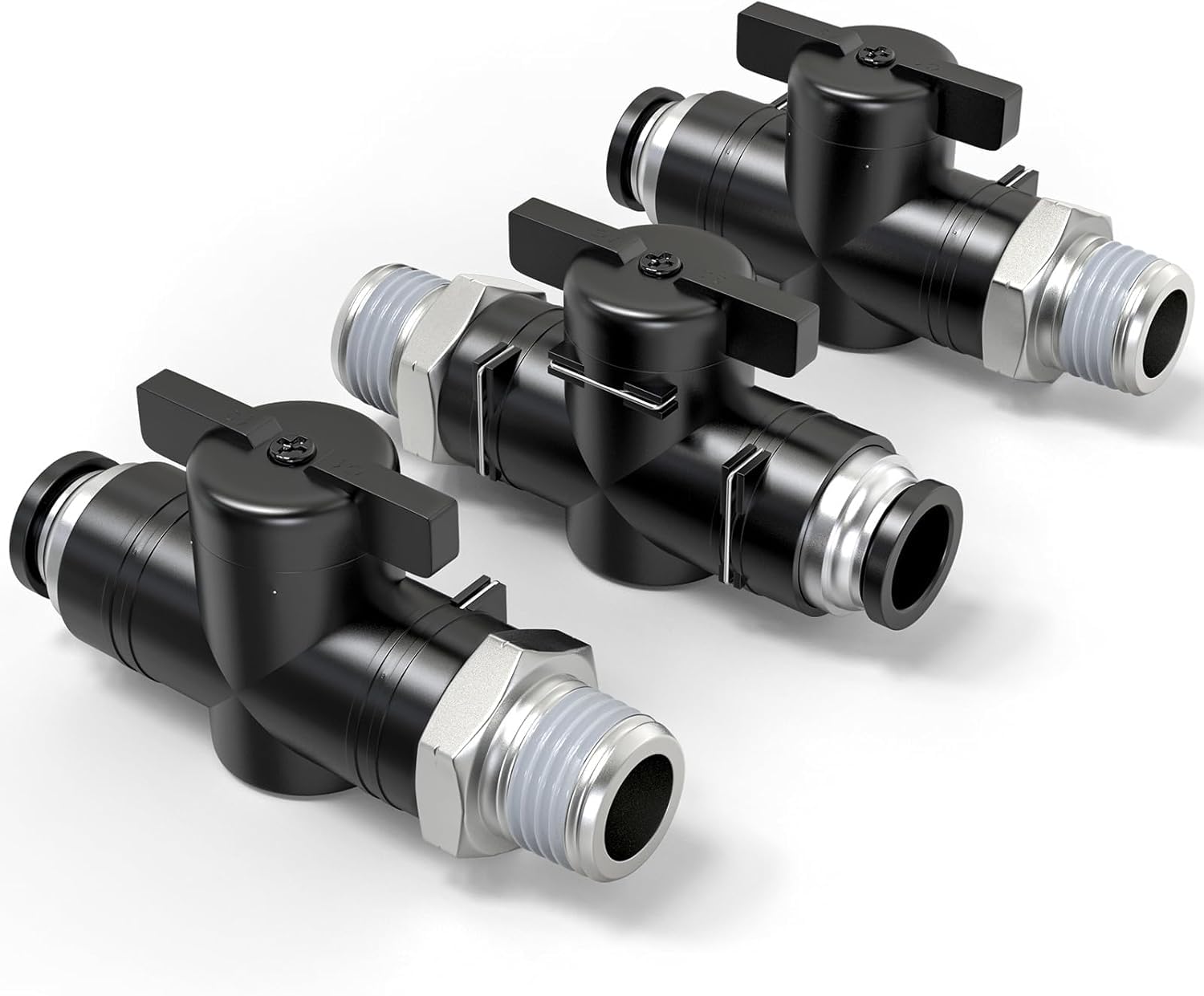 Raccord à pousser 3/8" valve anti fuite pour contrôle débit air NPT