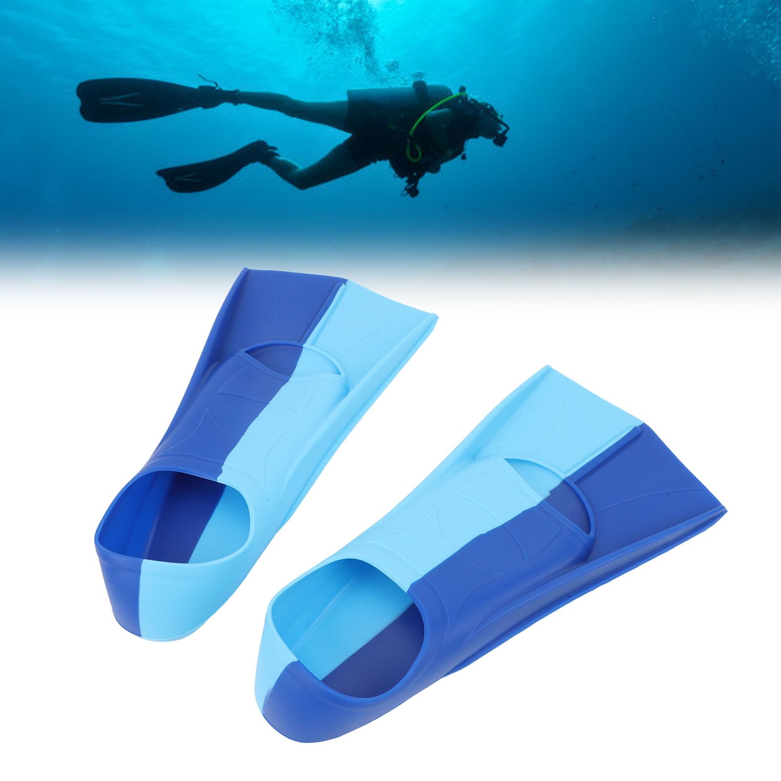 2pcs Swim Fins, Comfortable Silicone Swim Fin, Anti Slip Swimming Flippers, Travel Size Short Swim Fins, Size Suitable Beginners Kids Girls Boys Adults