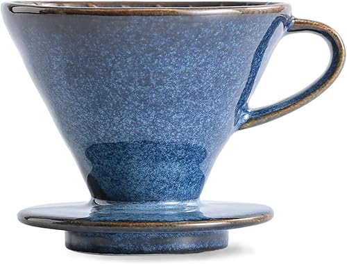 Filtro gotero de café de cerámica con 60 ángulos cónico 02-4 tazas para verter sobre el café, taza de cerámica para exteriores, juego de filtros