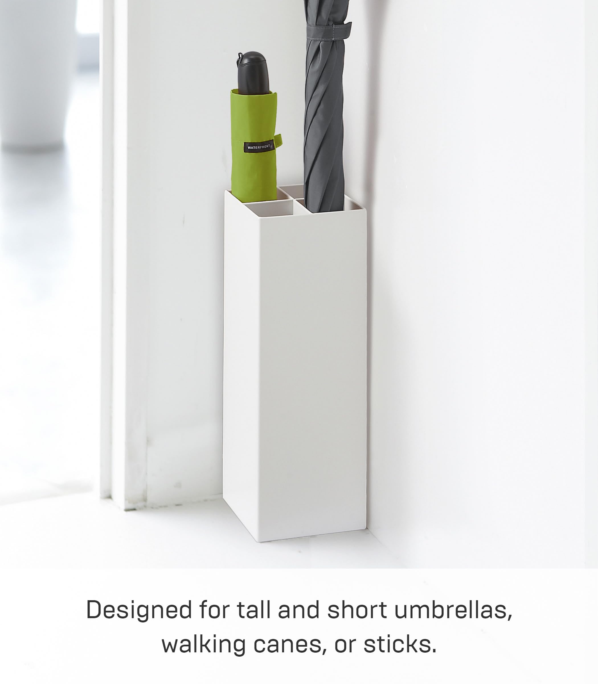 YAMAZAKI 6718 Smart Umbrella Stand, White, Steel/Polypropylene, 11 x 11 x 30 cm