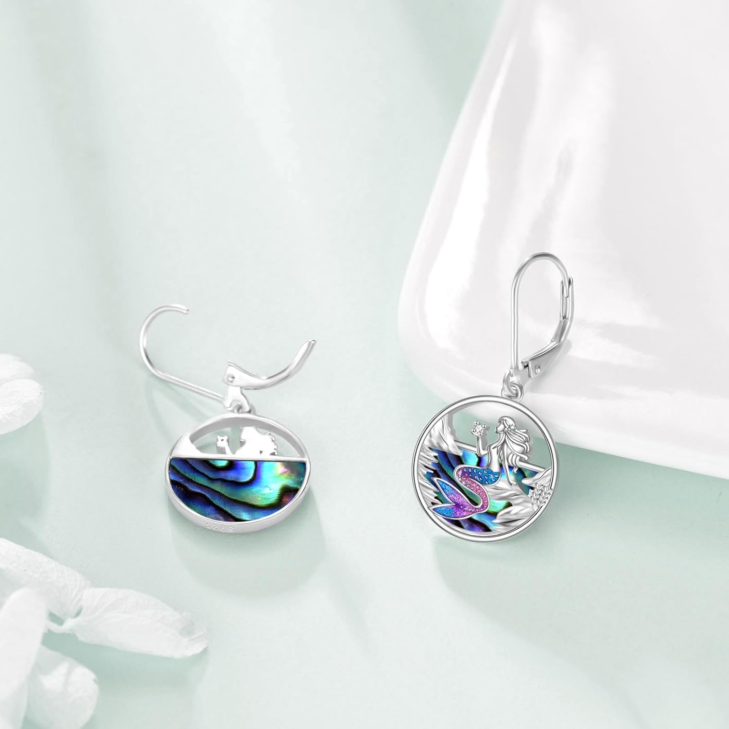 Mermaid Earrings 925 Sterling Silver Mermaid Dangle Drop Earrings Mermaid Jewelry Gifts for Women - Image 3
