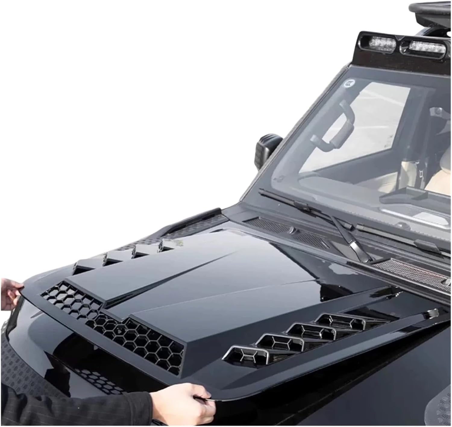 Glossy Black Car Hood Decorative Stickers Universal Front Engine Air Flow Intake Hood Scoop Vent Bonnet Cover Accessory