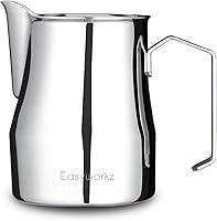 Vista 1 de Easyworkz Jarra de café expreso al vapor de acero inoxidable de 15 onzas para espumar café Picther, jarra de leche, taza de arte de capuchino