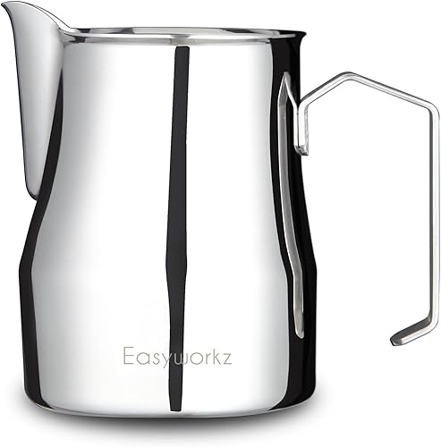 Easyworkz Jarra de café expreso al vapor de acero inoxidable de 15 onzas para espumar café Picther, jarra de leche, taza de arte de capuchino con