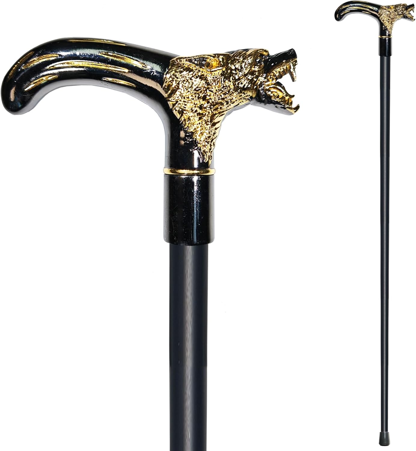 Bastón de caminar para hombres, mujeres y personas mayores, 36.5 pulgadas, resistente a más de 500 libras, mango ergonómico de lobo, diseño