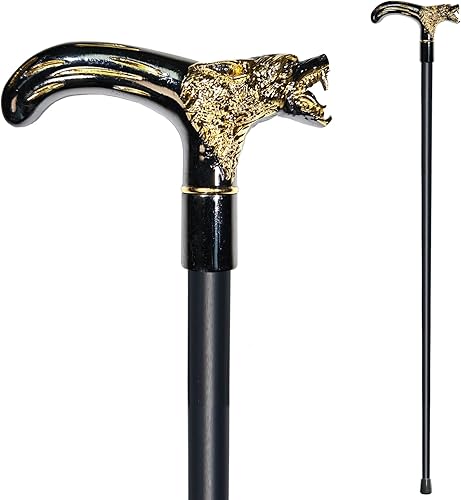 Bastón de caminar para hombres, mujeres y personas mayores, 36.5 pulgadas, resistente a más de 500 libras, mango ergonómico de lobo, diseño disponible en Yaxa Guatemala