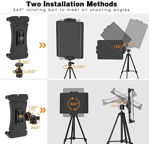 Miniatura 2 de Cenawin Tablet Tripod Mount Adapter with Ball Head, Holder for 4.7-12.9 Inch Tablets, Compatible with iPad Pro, Air, Mini, Selfie Stick, Monopod