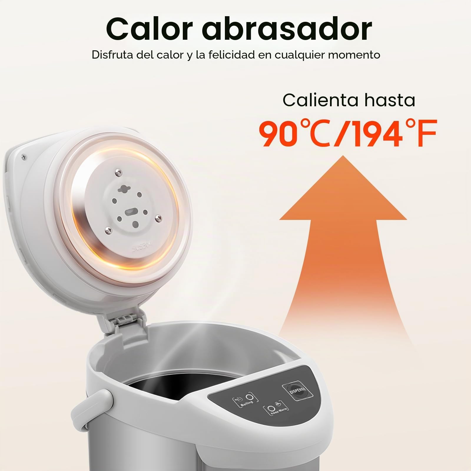 Dispensador de agua caliente Thermopot 4 litros tanque de agua de acero inoxidable hervidor de agua con función de conservación del calor, dispensador termo (gris)