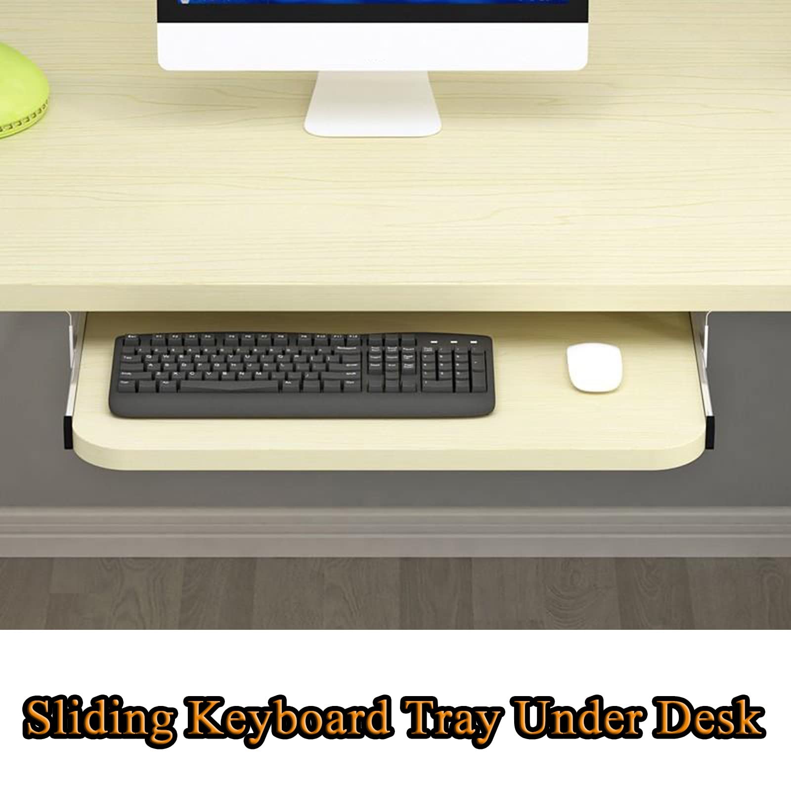 V3VOGUE Plateau Coulissant Clavier - Glissement En Douceur Sous Bureau - Tiroir À Clavier Coulissant, 52/60/70x27cm, Support De Clavier/Étagère De Rangement/Tablette Tiroir Avec Coulisses