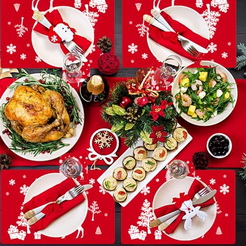 12 Pcs Set Christmas Placemats, Christmas Place Mats 6 And Coasters,Christmas Table Mats, Christmas Placemats Sets Of 6 - Image 4