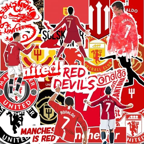 WONDER SPUD 31 PCS FC Manchester United Sticker Soccer Cristiano Ronaldo Stickers Red Devil Decal Man Unite…