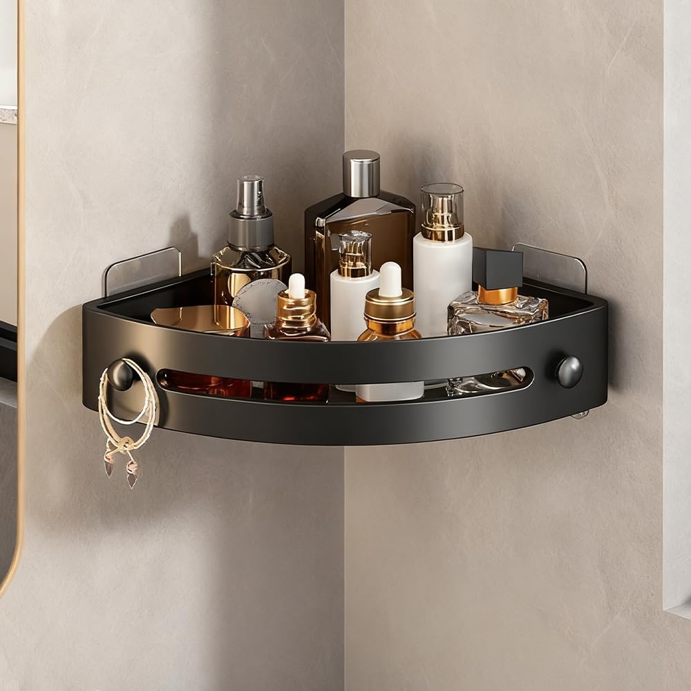 Acmefun Saker No-Drill Bathroom Corner Shelf Corner Shower Shelves for Bathroom Organizer Storage - Triangle Suction Cup Shower