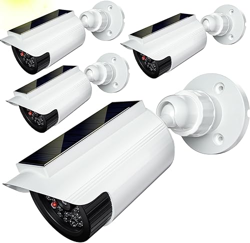 Miniatura 16 de WALI Cámara falsa simulada, cámara de seguridad falsa alimentada por energía solar con luz LED, cámaras domo de seguridad de vigilancia simulada con