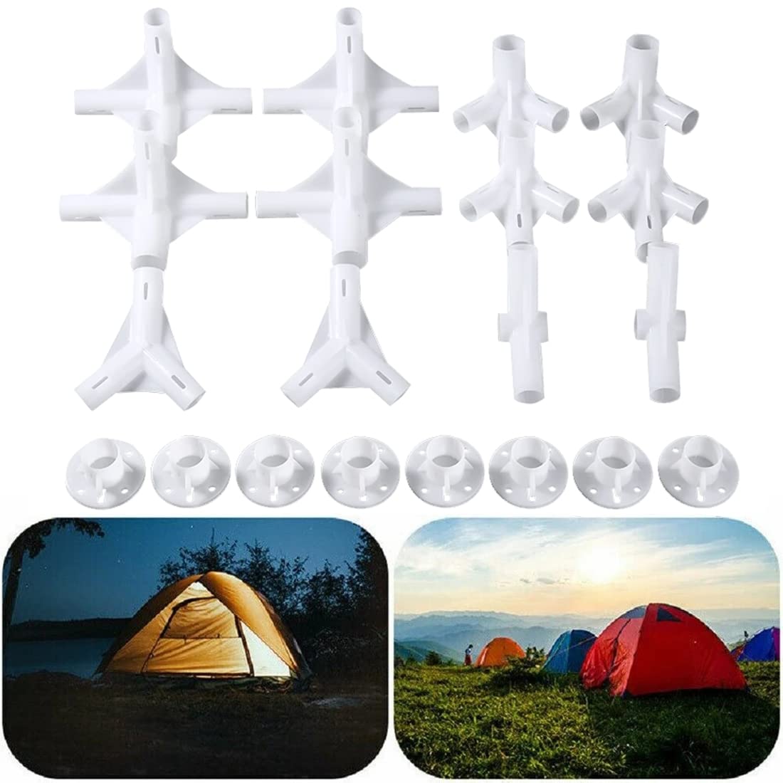 Lot de 20 pièces de rechange pour tente de 3 x 9 m, connecteur central d'angle 25/19 mm, raccord de tuyau pour tente de camping en plein air