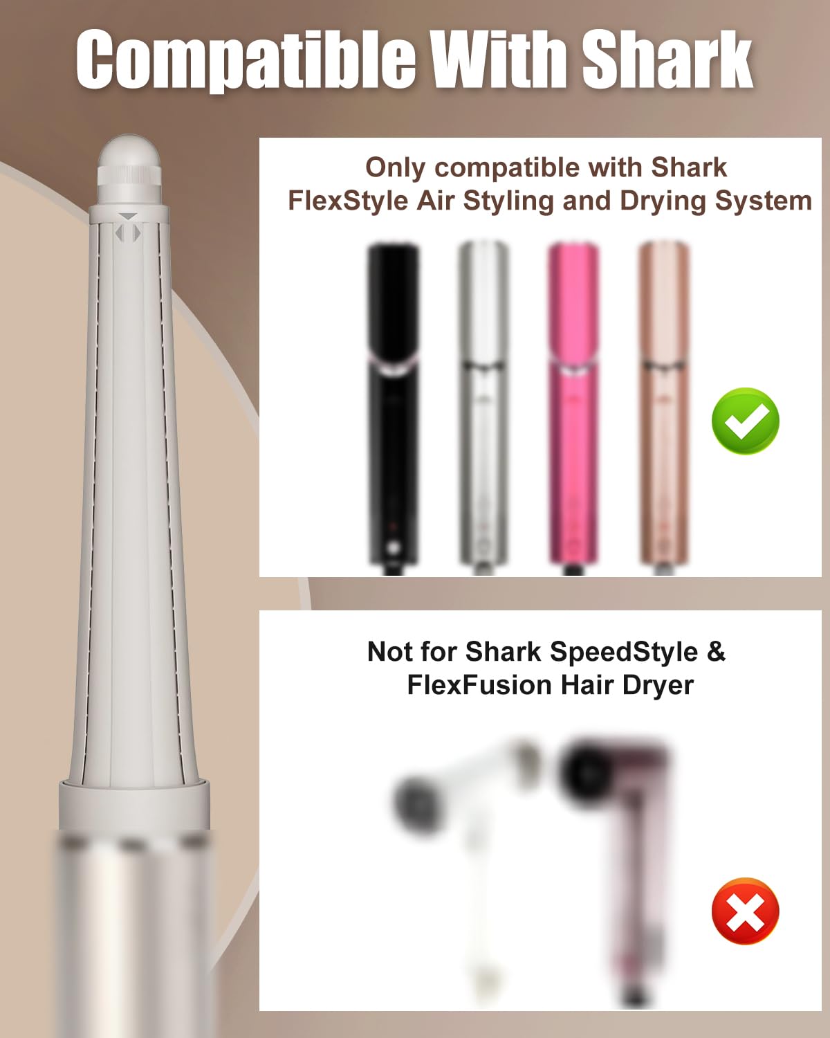 Długie lokówki do akcesoriów Shark FlexStyle, lokówki 1,9-3,6 cm, automatyczne nawijanie w obu kierunkach