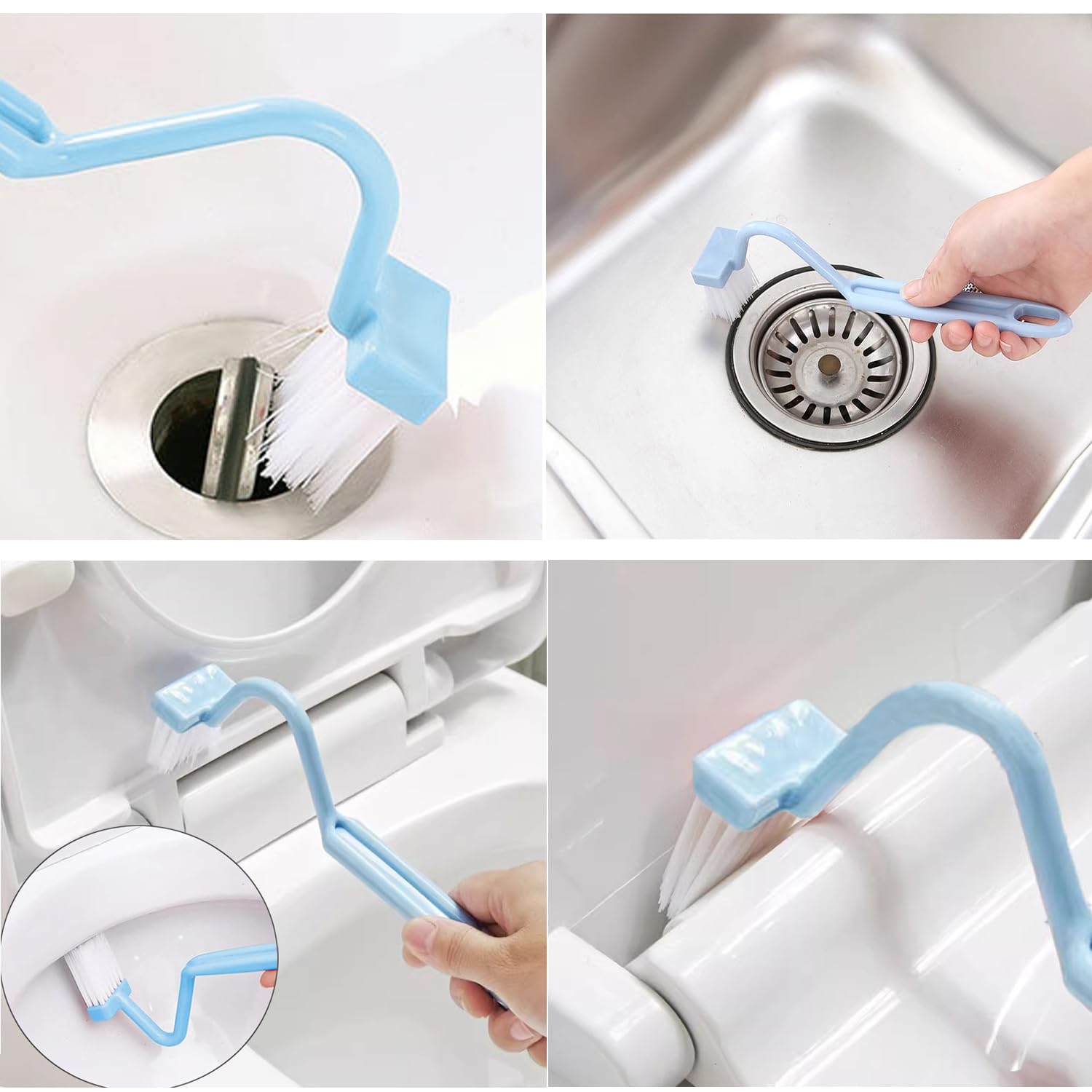 Kit 4 Spazzole Pulizia - Scopino WC In Silicone, Pulizia Fughe E Angoli, Manico Lungo - Foto 14