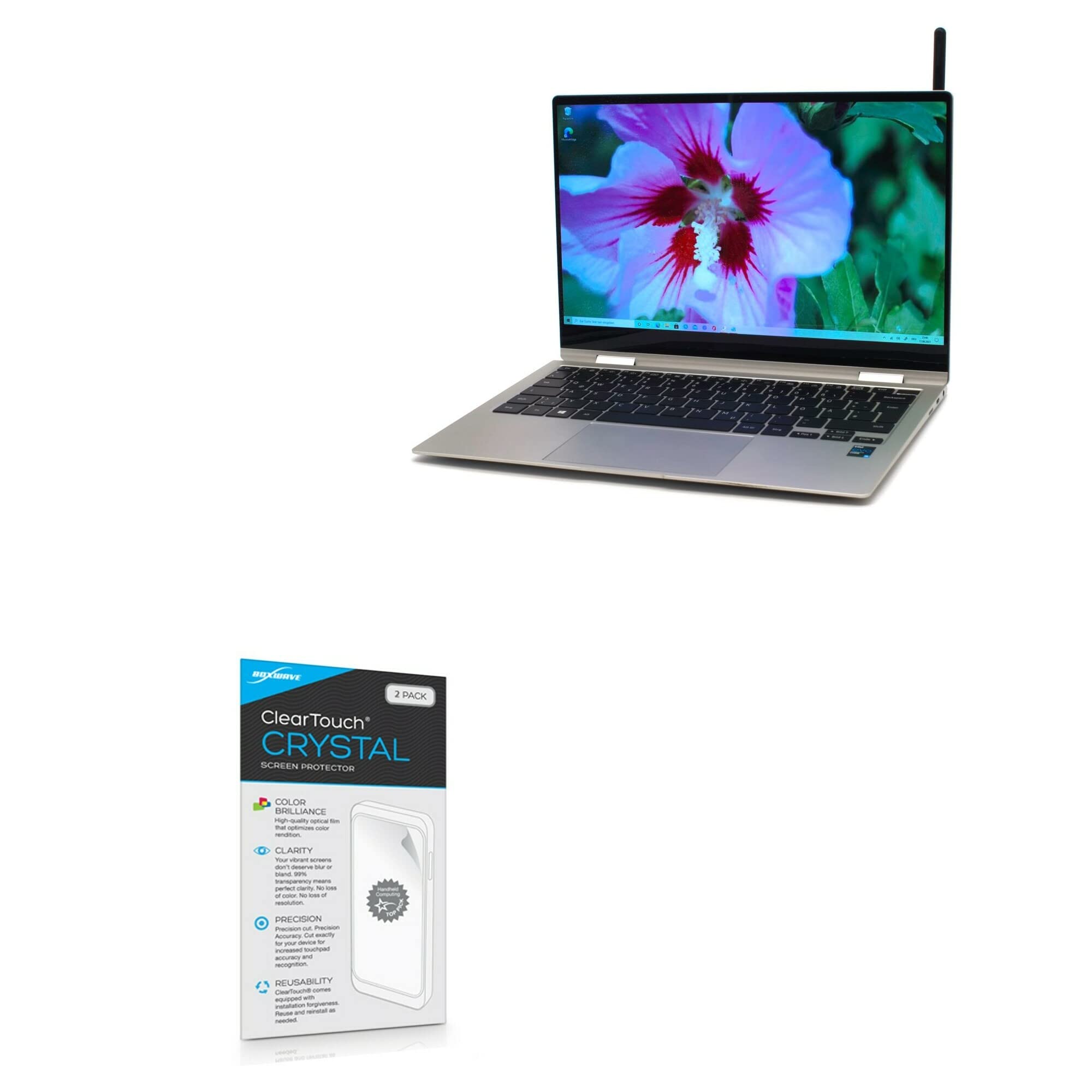 BoxWave Screen Protector Compatible with Samsung Galaxy Book Pro 360 (13.3 in) - ClearTouch Crystal (2-Pack), HD Film Skin - Shields from Scratches
