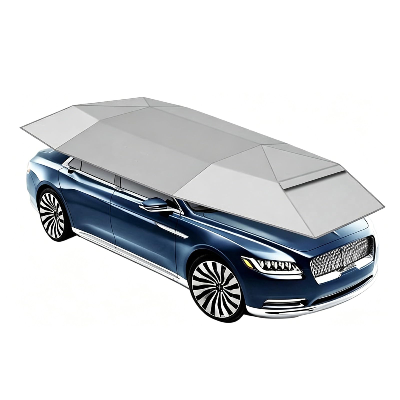 RUODATONLY Car Umbrella Cover, 4.6/5.2M Automatic Car Shade Canopy Awning for Sun Rain Snow Protection, UPF 50+, Easy Setup with Suction Cups, for SUV Truck Van 4.6M-Grey