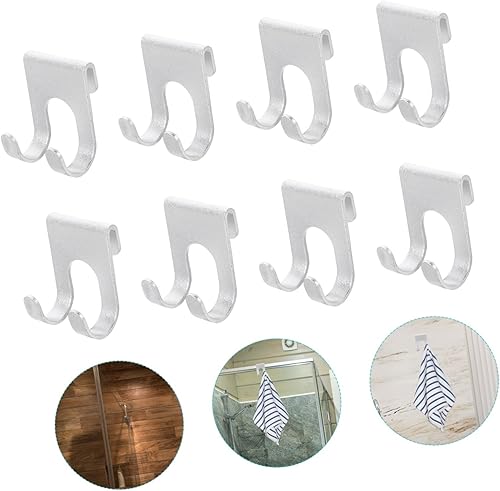 Miniatura 3 de CUBTOL 8 piezas de doble gancho autoadhesivo resistente soporte de acero inoxidable creativo para colgar en la ducha gancho de baño ganchos plateados