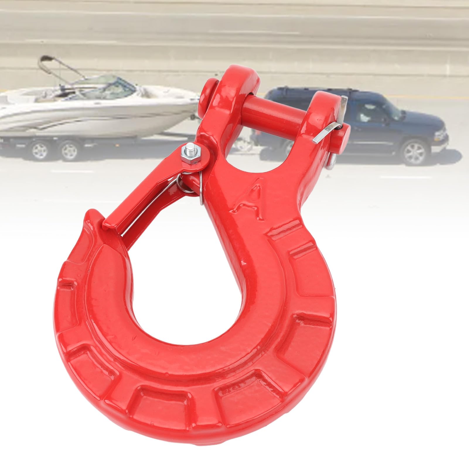 Fabater Gancho de Agarre de Horquilla, Gancho Deslizante de Horquilla, Gancho de Cadena de Remolque, Capacidad de 15T para Camión, Transporte, Remolque, Gancho de Cabrestante (Rojo)