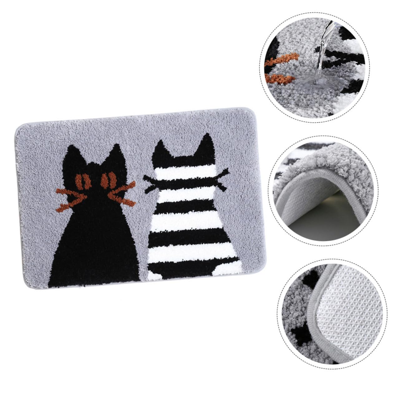 Rutschfester Badezimmerteppich mit Katzenmuster, Wasserabsorbierend