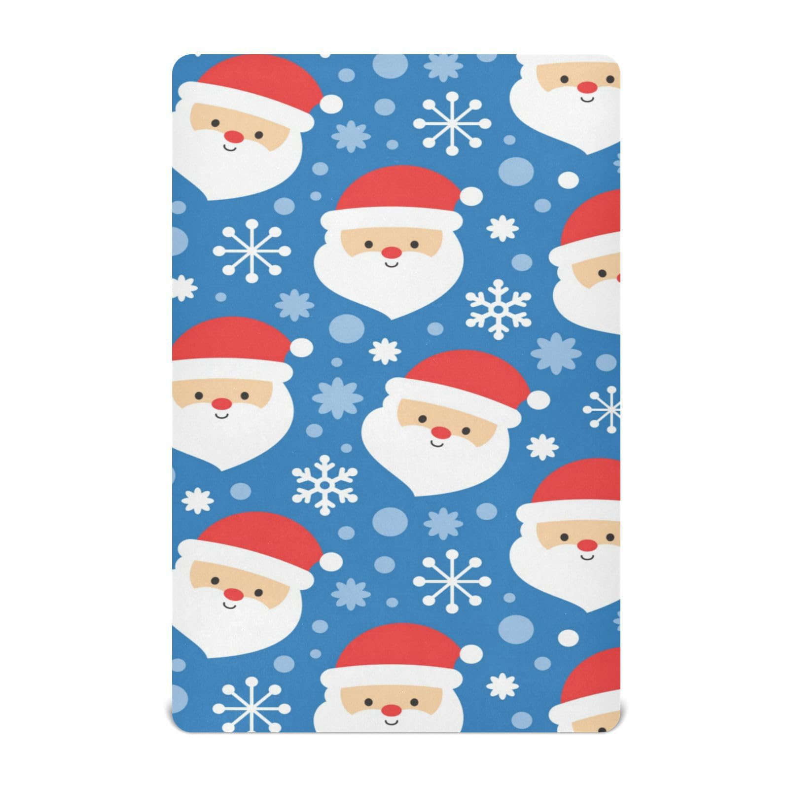 Moudou Christmas Santa Claus Playard Sheet for Boy Girls, Soft Breathable Fitted Toddler Sheet for Standard Playard Bed Mattress, 39 x 27 x 5 Inch